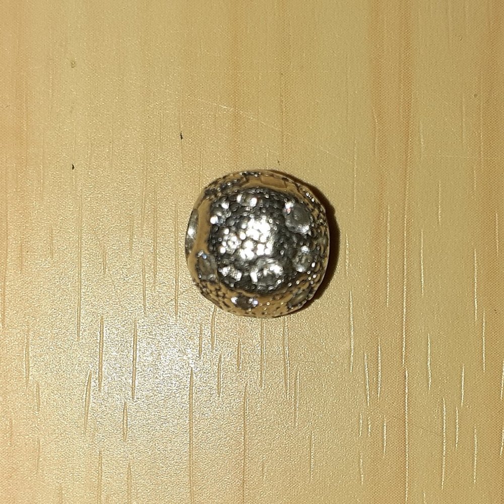 Silver Pandora Clip Charm with Rhinestone Accents